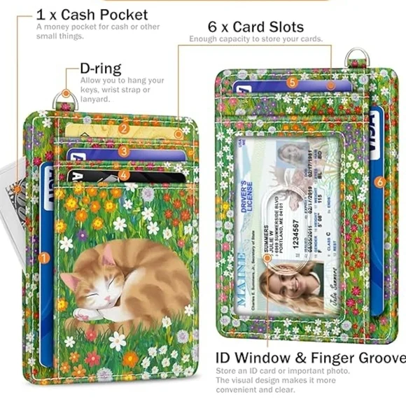 Floral RFID Blocking Wallet with ID Window