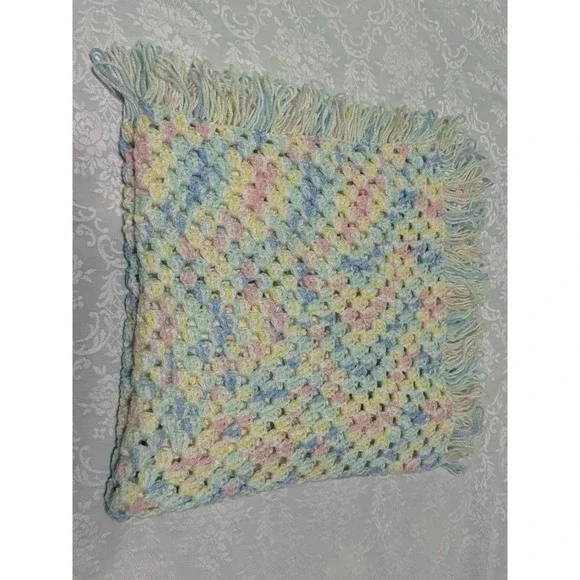HANDMADE CROCHET‎ BABY BLANKET/AFGHAN  Pastel Multicolor 28