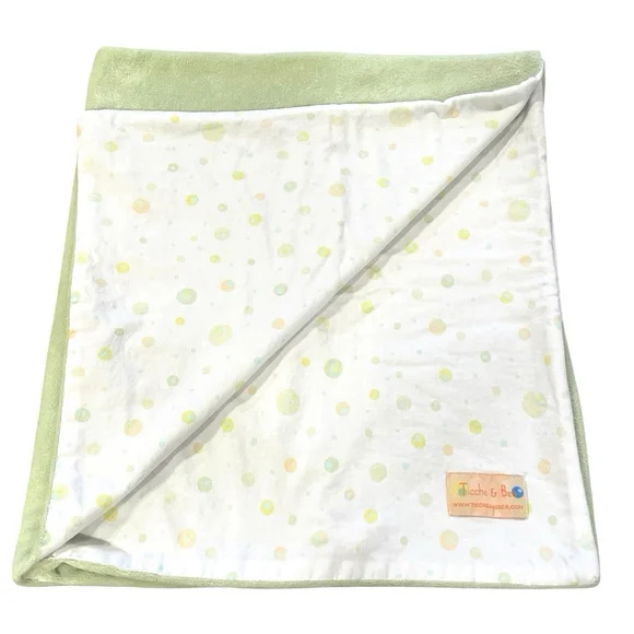 Ticche & Bea Unisex Baby Blanket Reversible Green Multi Dot Size 32