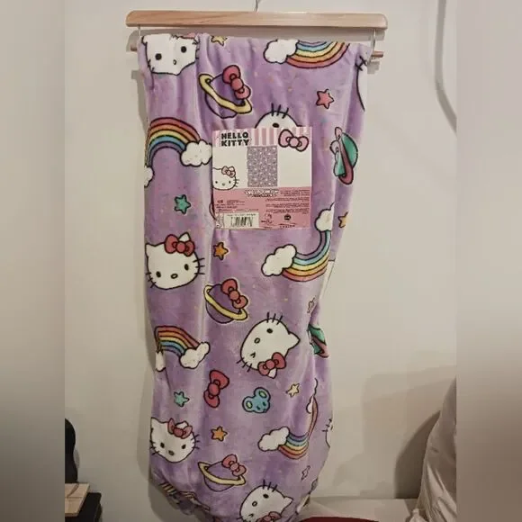 Hello Kitty Purple Cloud Rainbow Throw Blanket