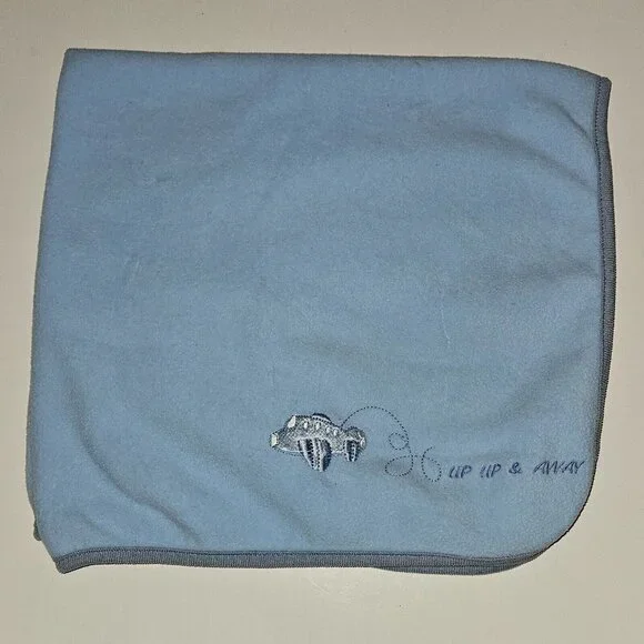 Up Up & Away Blue Airplane Baby Blanket Boy Fleece Lovey 120593 Sunrise Textile