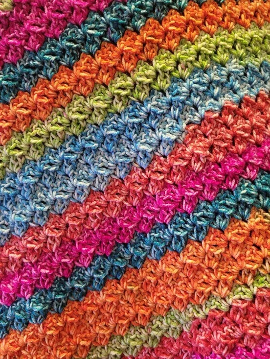 Throw Blanket, Crochet Ombre Striped Blanket, 40 × 60, Bedding, Colorful