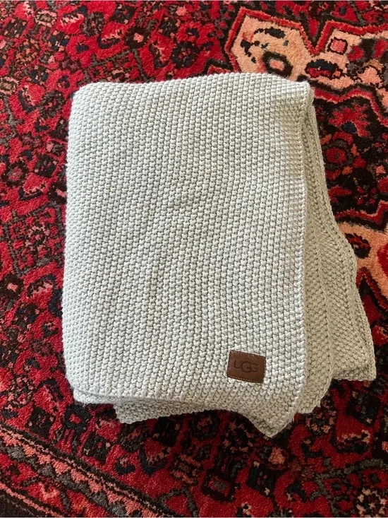 UGG Gray Knit Throw Blanket, 50” x 65”