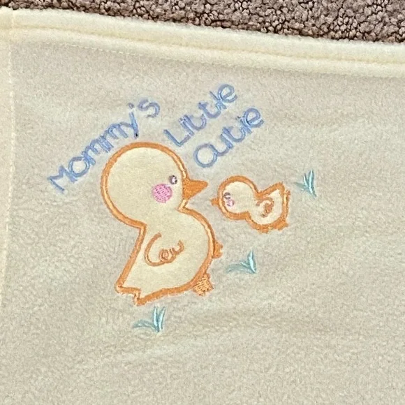 Vintage Fisher Price Mommy's Little Cutie Duck Yellow FleeceBaby Blanket‎ 29x39