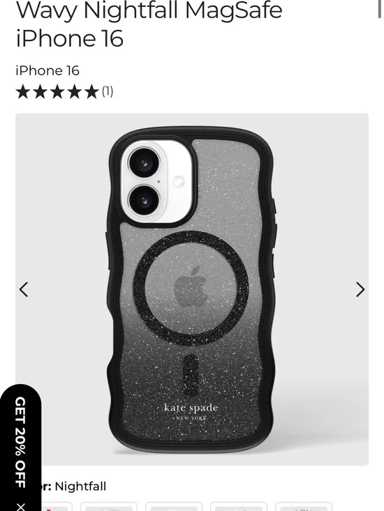 kate spade Black Glitter Wavy MagSafe iPhone Case