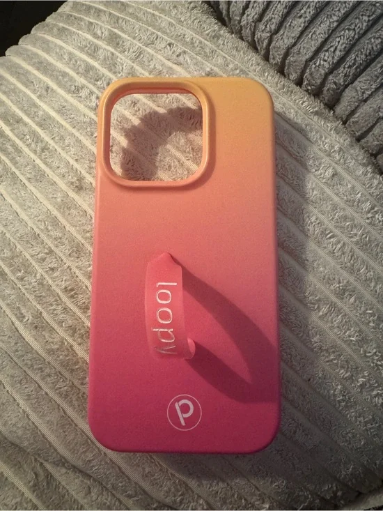 iPhone 15 Pro Loopy Case Pink to Orange Gradient Phone Case with Loop Grip