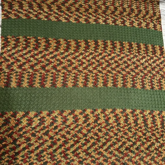 Crochet Knit Afghan Blanket Fall Autumn Colors Throw Cottagecore Boho 68X64