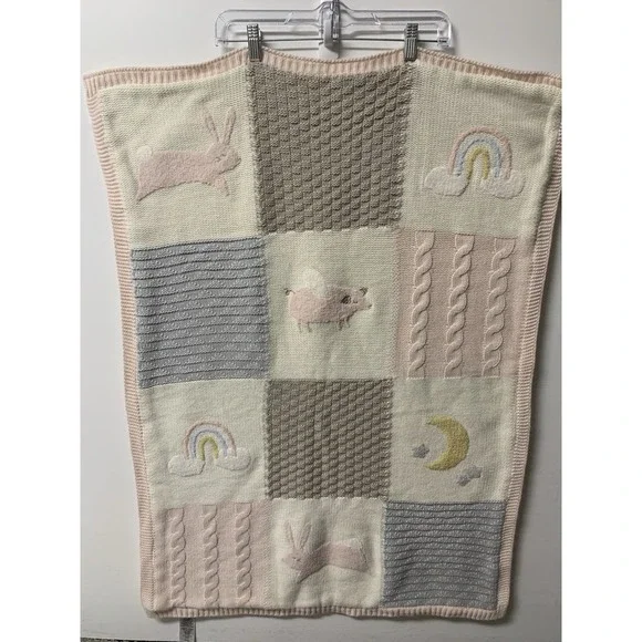 Pottery Barn Kids Heirloom Bunny Stroller Blanket  30