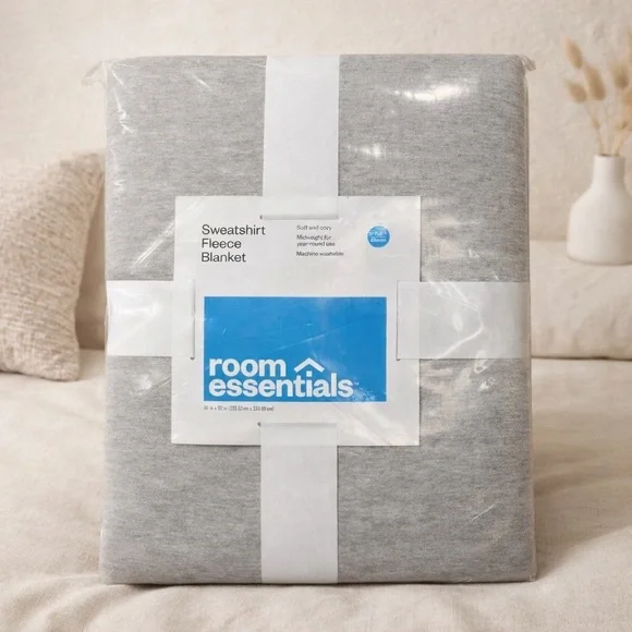 Room Essentials Light Gray Sweatshirt Fleece Blanket