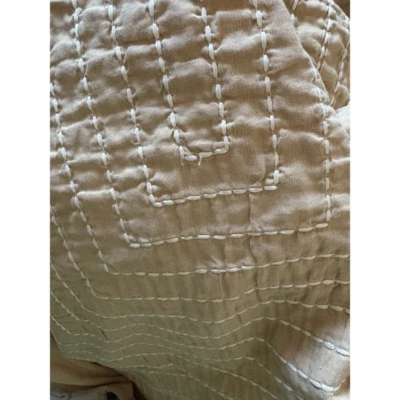 Donna Karan Luxe‎ Egyptian Cotton KING Gold  embroidered duvet no shams LOOK