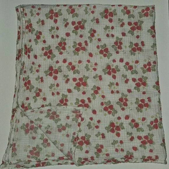 Hudson Baby HB Strawberry Print Muslin 100% Cotton Swaddle Blanket Baby Lovey
