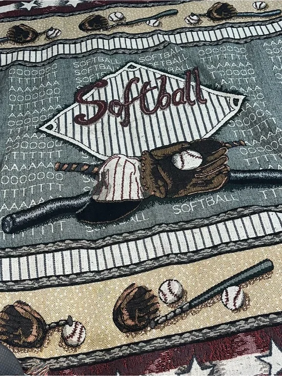 Softball Themed Decorative Woven Throw Blanket Baseball