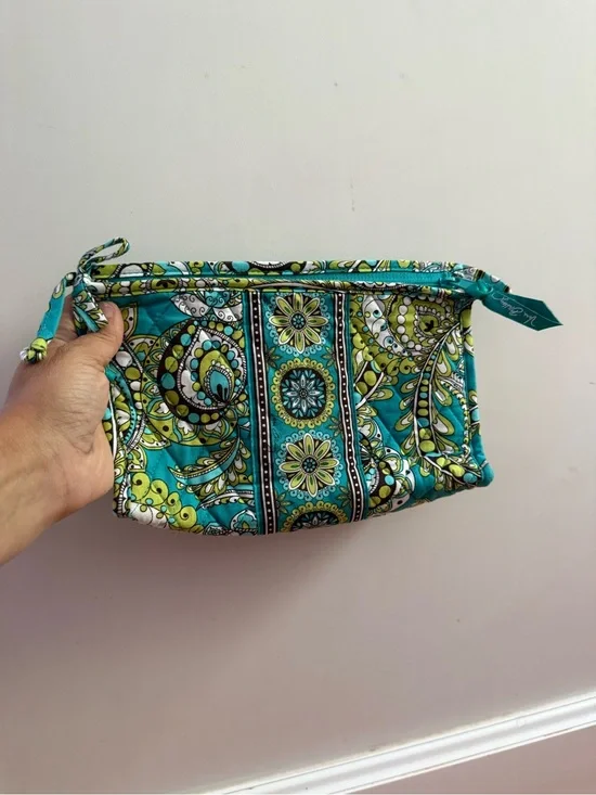 Vera Bradley Retired Rare Makeup medium cosmetic Peacock Paisley Case Bag Pouch