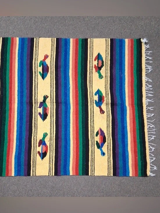 Handwoven Blanket with Turtle Design