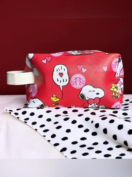 Snoopy Starbucks Red Cosmetic Pouch