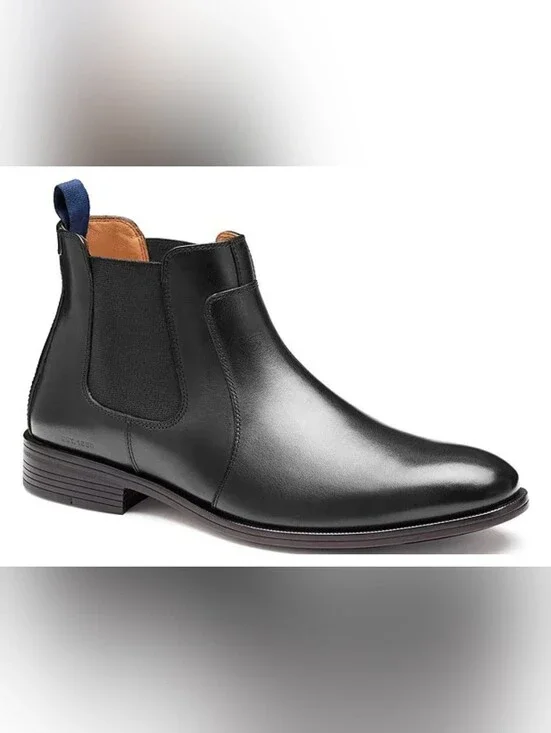 Size 11.5 Johnston  Murphy Black Leather Chelsea Boot wi Heel Tab -  Men's  Boot