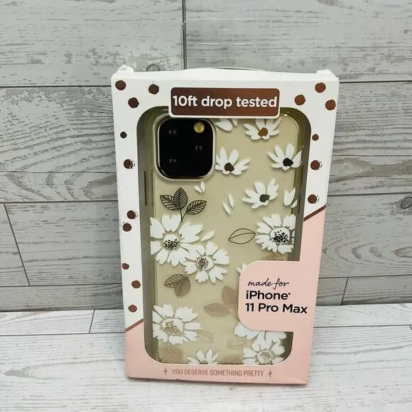 iPhone 11 Pro Max Floral Protective Case White Flower Cream