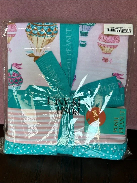 Posh Peanut Pink & Teal Hot Air Balloon Muslin Set - NWT