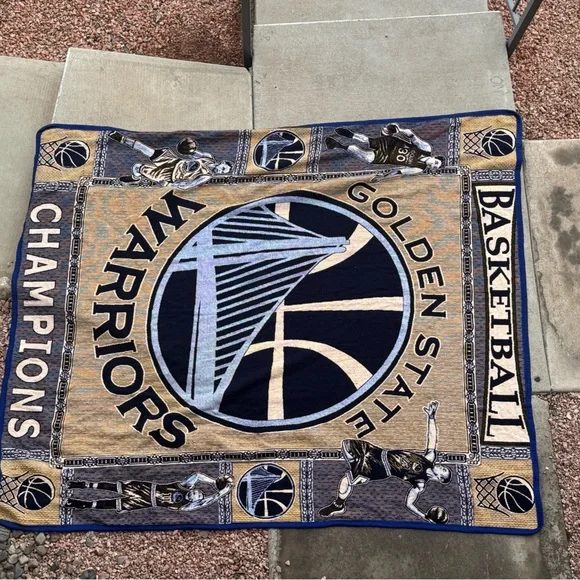 RARE NBA Golden State Warriors Champions Heavy Blanket 90x73 Blue&Yellow  #A109