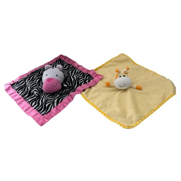 Garanimals Zebra Pink Satin & Cracker Barrel Giraffe Baby Security Blanket Lot‎