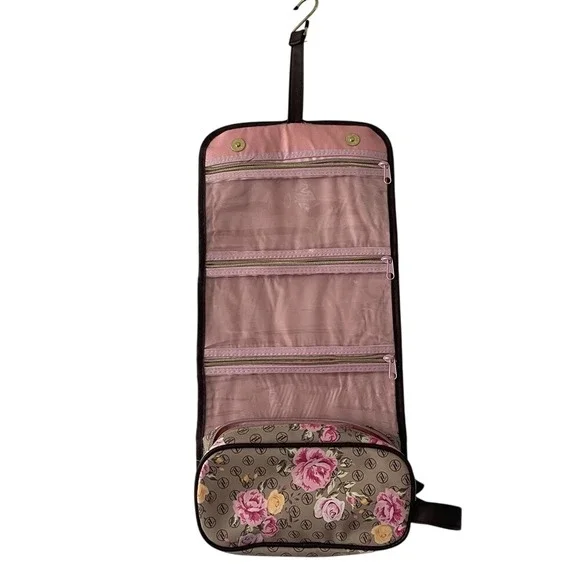 Adrienne Vittadini Studio Floral Logo‎ Hanging Travel Case Cosmetic Bag