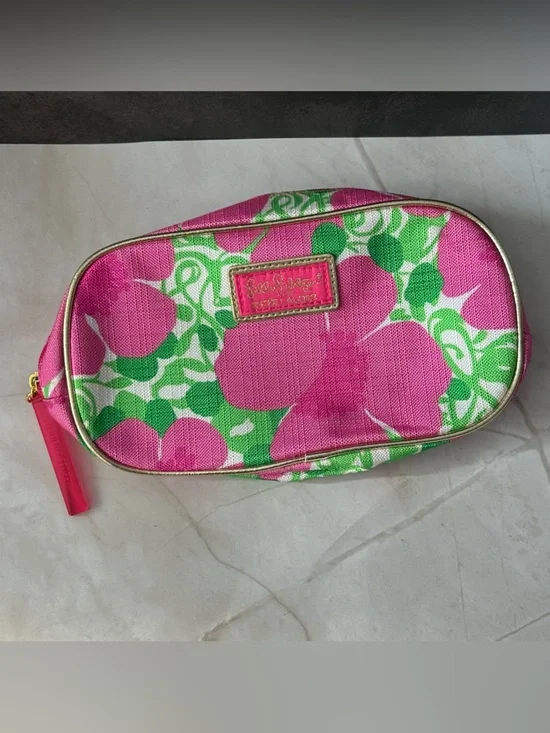 Lilly Pulitzer for Estée Lauder Floral Cosmetic Pouch with Gold Trim