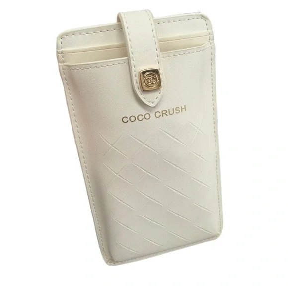CHANEL Coco Crush White Phone Case Holder with Crossbody Strap NWT