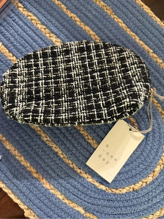 a new day Black and White Tweed Zip Cosmetic Pouch