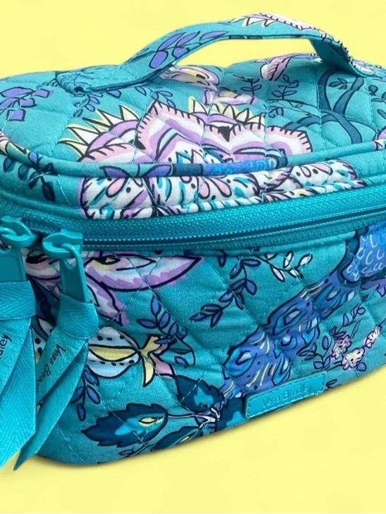 Vera Bradley peacock garden Teal Floral Quilted Cosmetic Case