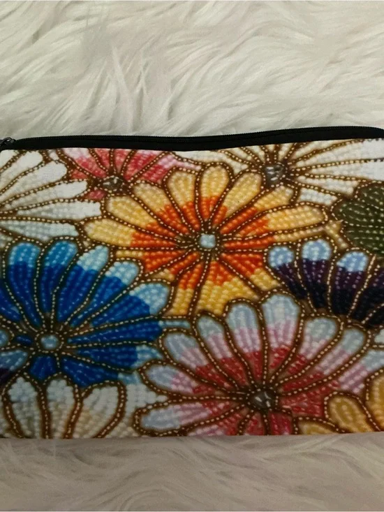 Colorful floral makeup/cosmetics and multi purpose bag