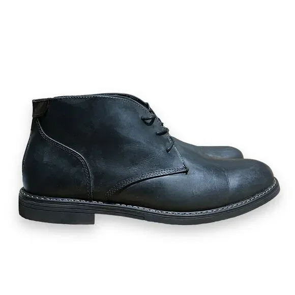 Nunn Bush Men’s 13‎ Black Leather Lancaster Plain Toe Chukka Boots Lace Up