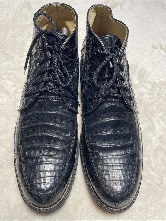 BERNINI Men's Black Croc-Embossed Chukka Boots Size 12