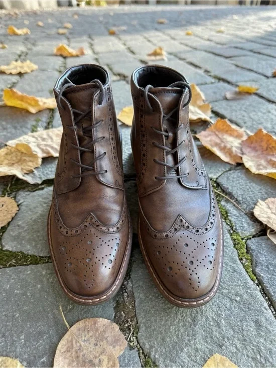Ecco Men's Brown Leather Chukka Brogue Boots