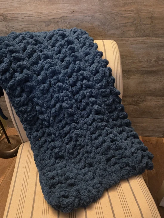 Navy Blue Knit Throw Blanket