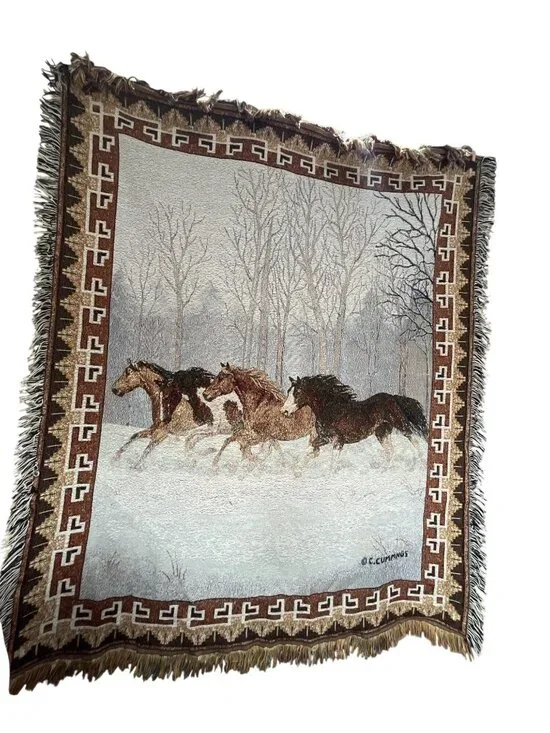 Wild Horses Woven Throw Blanket By C. Cummings 55