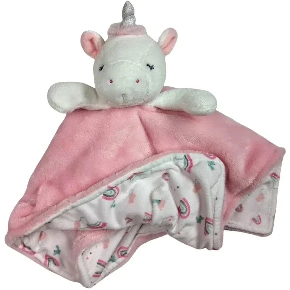 Carter's Just One You Pink Unicorn Baby Security Blanket Rainbow Lovey Girl