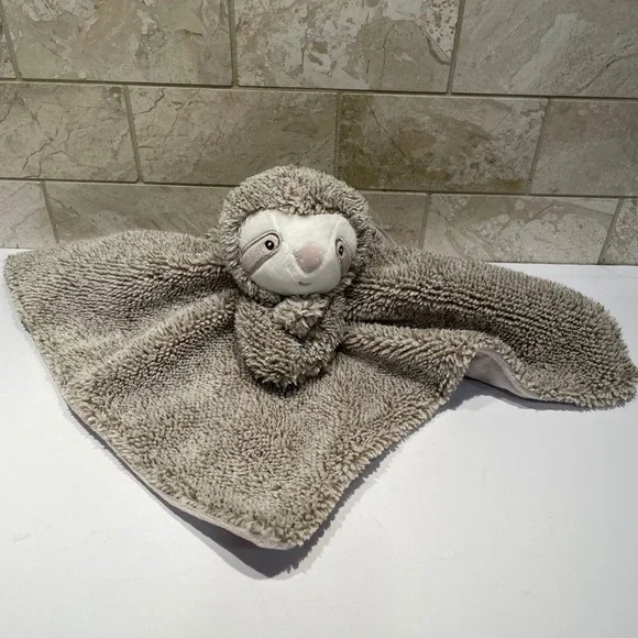 Carters Sloth Security Blanket Lovey Taupe Brown Plush‎ Faux Fur Fleece Baby Toy