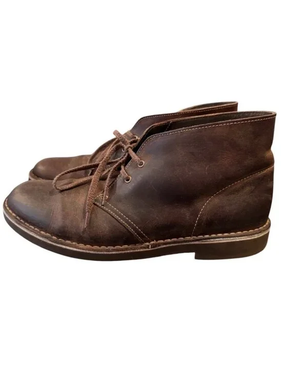 Clarks Desert Trek Brown Leather Chukka Boots Mens 9.5 Crepe Sole Casual