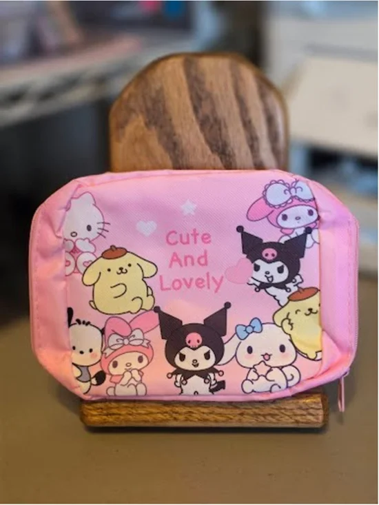 #FAM-2423 Sanrio Family Nylon Zippered Accessory / Toiletry Pouch