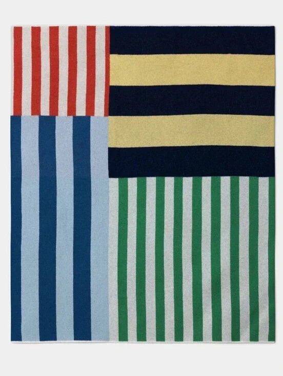Room Essentials NWT Nautical Pieced Stripe Knit Throw Blanket In Maritime Multi