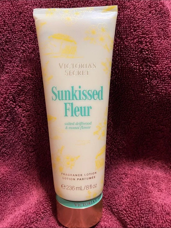 Victoria's Secret Sunkissed Fleur Lotion - Cream & Teal with Yellow Accents