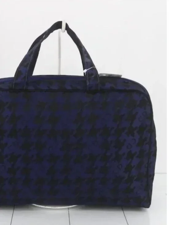 Christian Dior Rare Vintage Blue Houndstooth Toiletry Makeup Bag