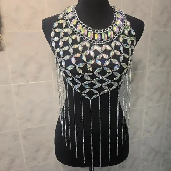 Rave, Party, Club Mermaid Rhinestone Crystal Gem Top