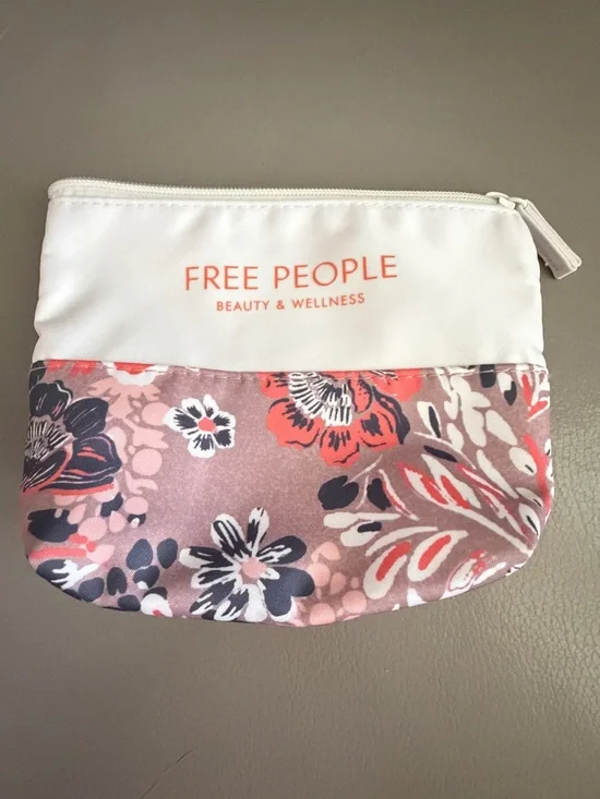 Free People White & Pink Floral Cosmetic Pouch