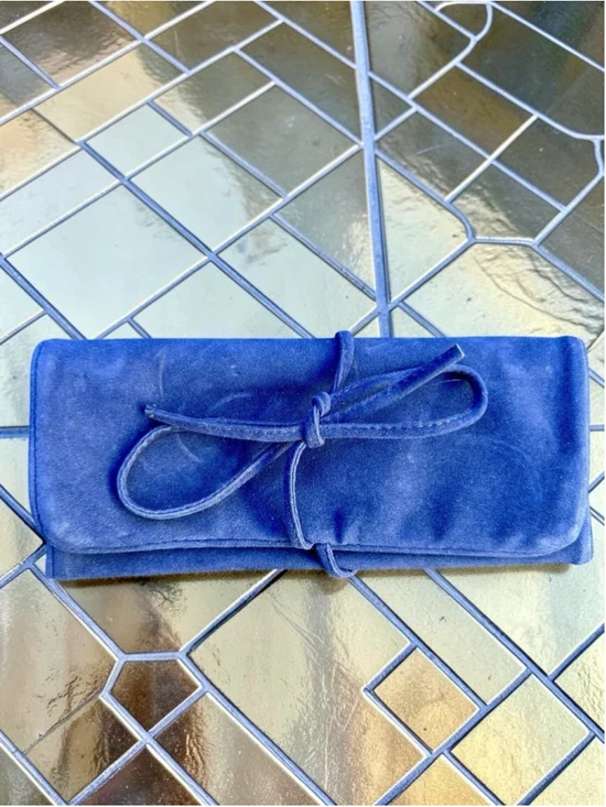 Vintage Avon Travel Roll Up Cosmetic Bag Navy Blue Jewelry Organizer