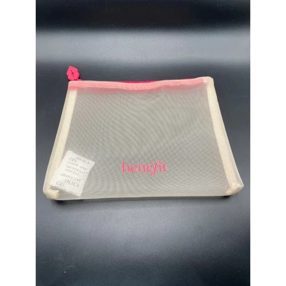 Benefit Cosmetics 2025 Mesh Pouch Cream Pink Makeup Bag New Sealed TOA417