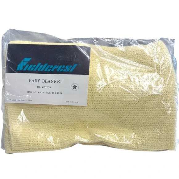 Fieldcrest Cannon Baby Blanket 100% Cotton Yellow‎  40 x 40