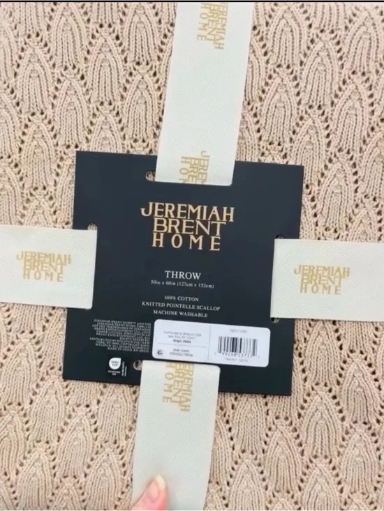 Luxurious soft Pointelle Knit Scallop Throw Blanket from Jeremiah Brent Home