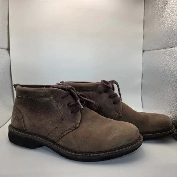 ECCO Chukka Boots Mens 39 Brown Gore-Tex Leather Waterproof Shock Point Lace Up
