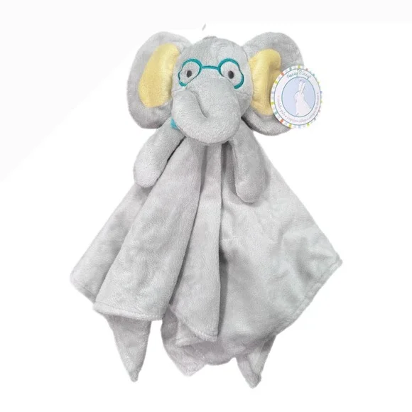 Honey Bunny Cuddly Pals Gray Elephant Lovey Security Blanket     B3004 Glasses